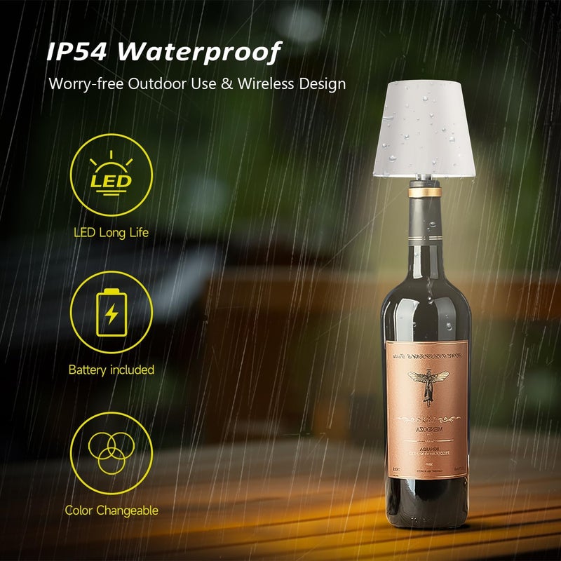 Hoide Store 2025 New Wireless Bottle Lamp - LED Bottle Lights for Liquor & Wine Bottles, Cordless Lampshade, Whiskey Bottle Top Light, Bottle Stopper Night Light Kit, Rechargeable 3-Tone Touch-Dimmable - Image 5